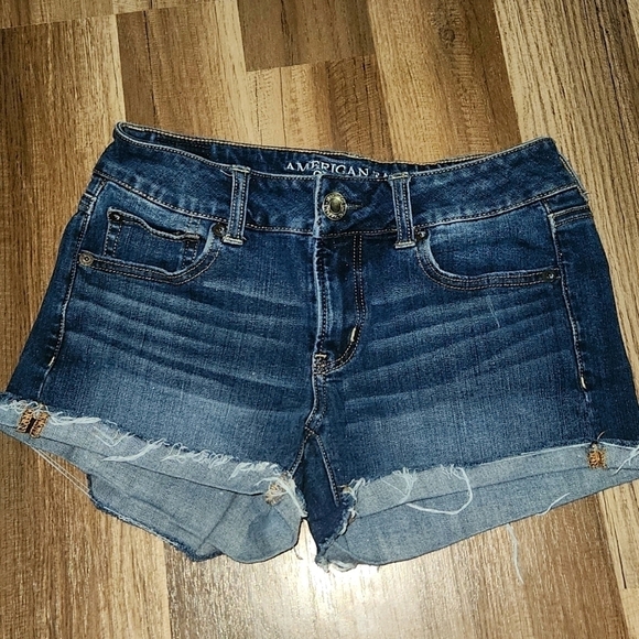 AMERICAN Eagle Outfitters Denim Jean Shorts size 2 360° Super Stretch - Picture 1 of 4